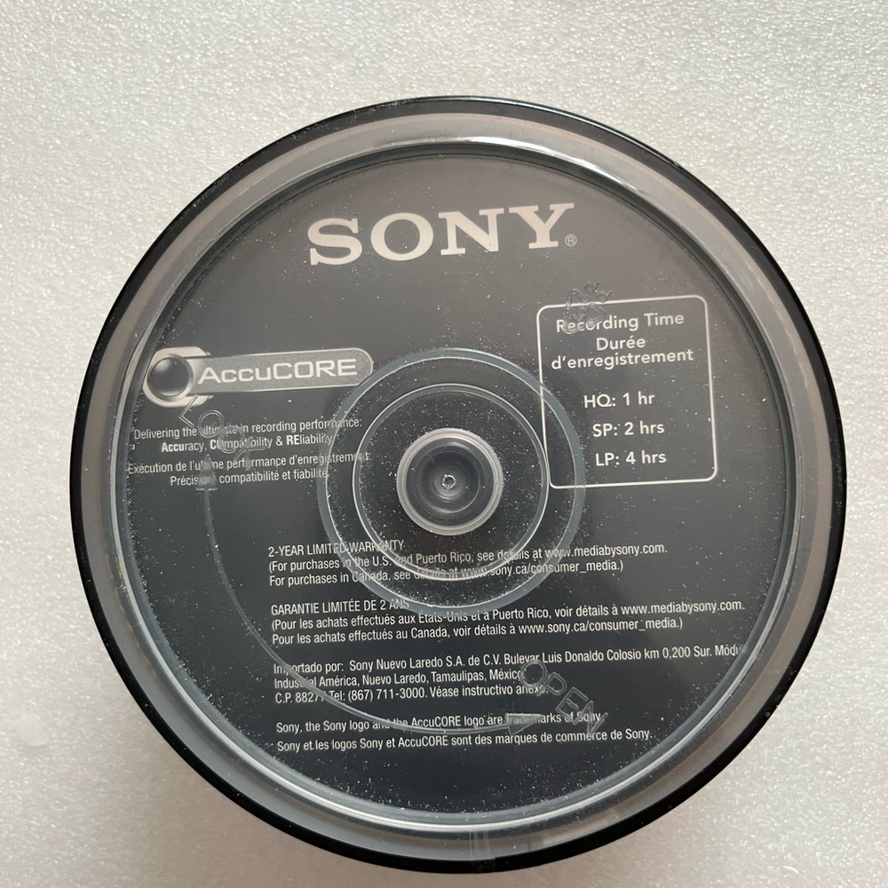 Sony DVD-R 16x 4.7GB 120 Minute (15 pack) AccuCORE New And Sealed